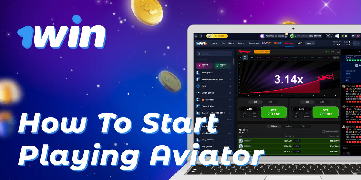 Step-by-step instructions on how to start playing Aviator on 1Win